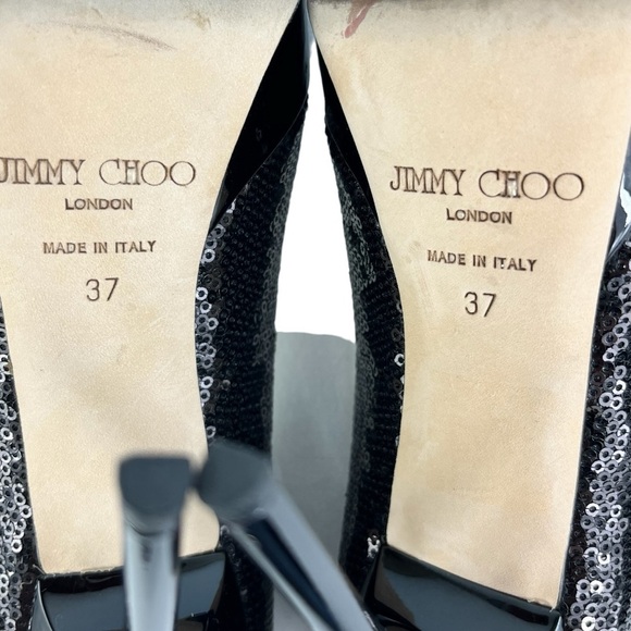 Jimmy Choo Cosmic Sequined Platform 120mm Heels Women’s 37 US 7 in Black - Picture 13 of 15